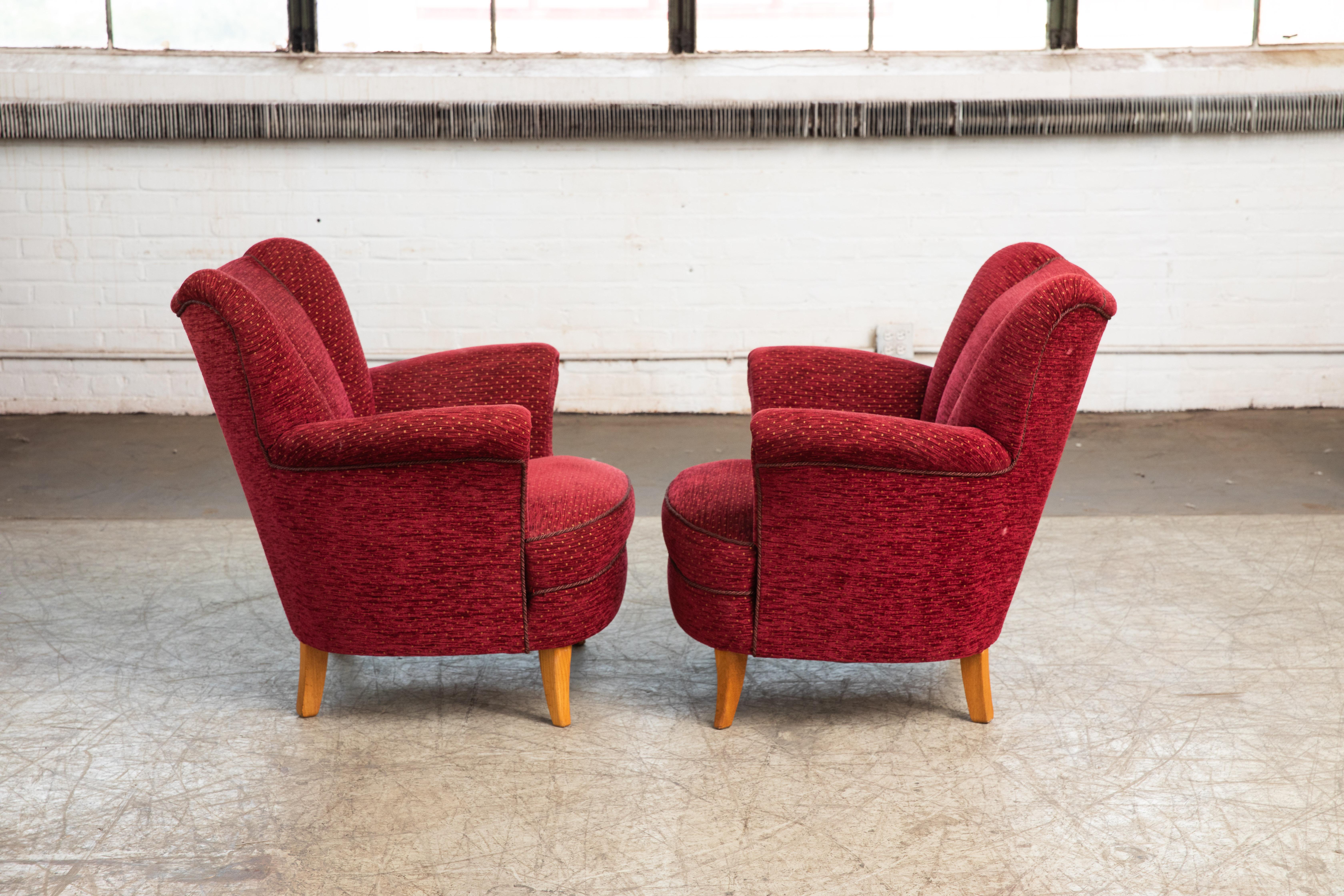 Pair of Scandinavian 1940s Easy Lounge Chairs in the Style of Carl-Johan Boman 1