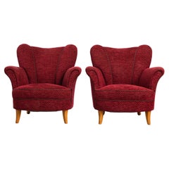 Pair of Scandinavian 1940s Easy Lounge Chairs in the Style of Carl-Johan Boman