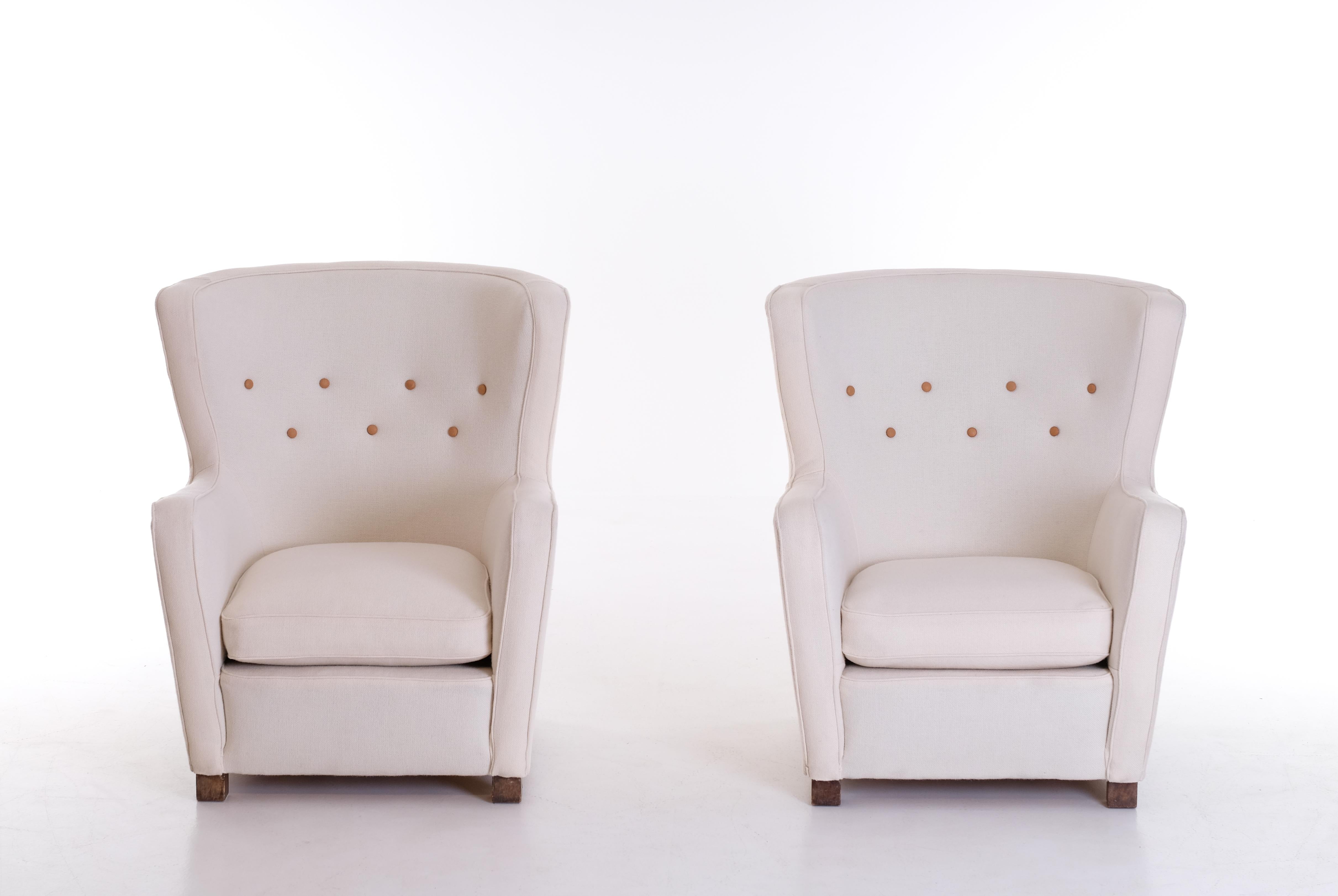 Tessuto Coppia di poltrone scandinave, anni '30 in vendita