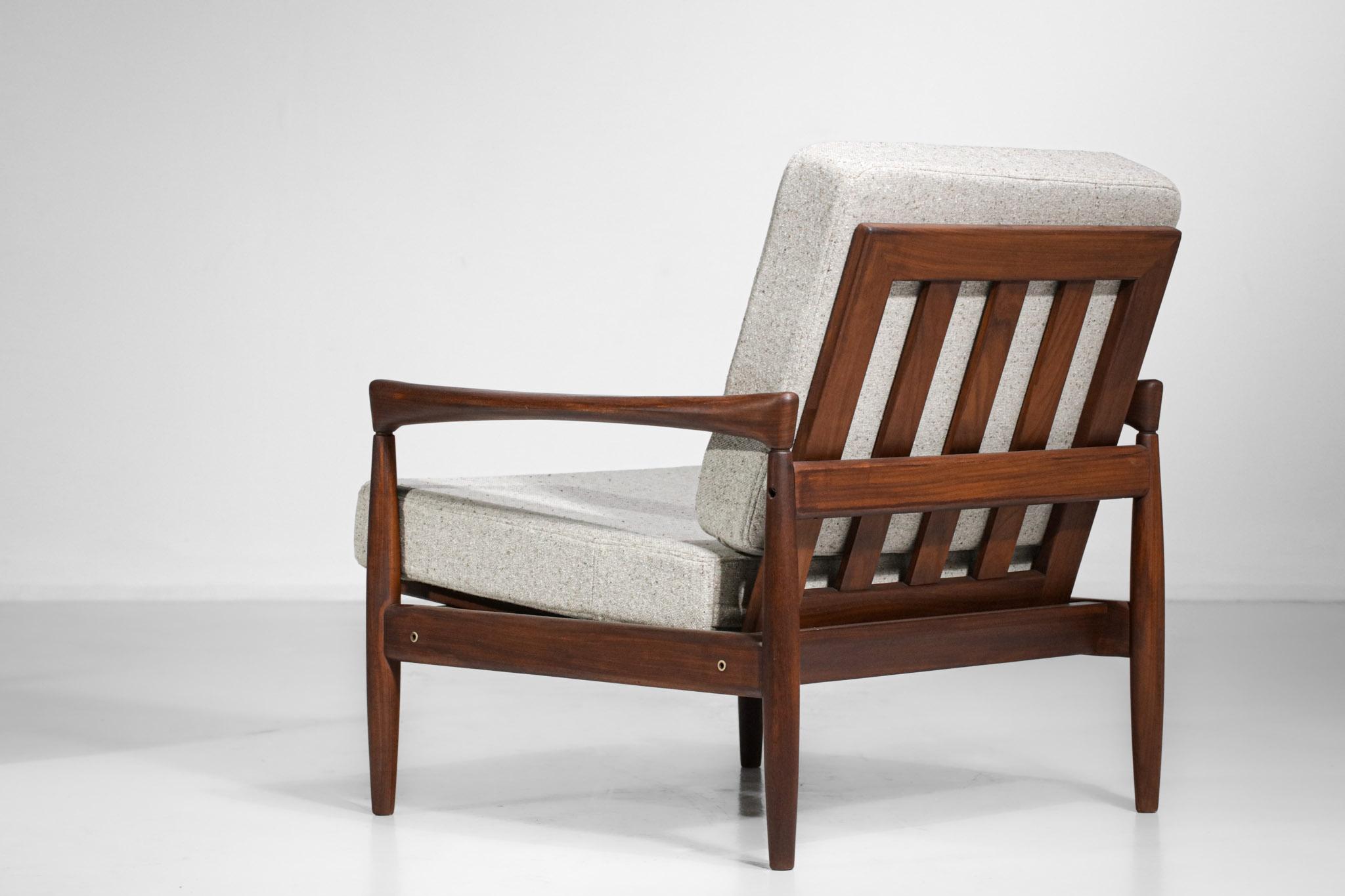 Pair of Scandinavian Armchairs Erik Worts Solid Teak and Wool from the 60s 8
