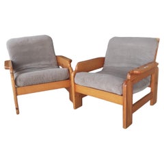 Coppia di poltrone scandinave in pino del 1970 circa