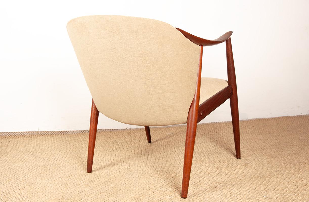 Pair of Scandinavian armchairs in teak and fabric, new Tyrol model by Gerhard Be For Sale 10