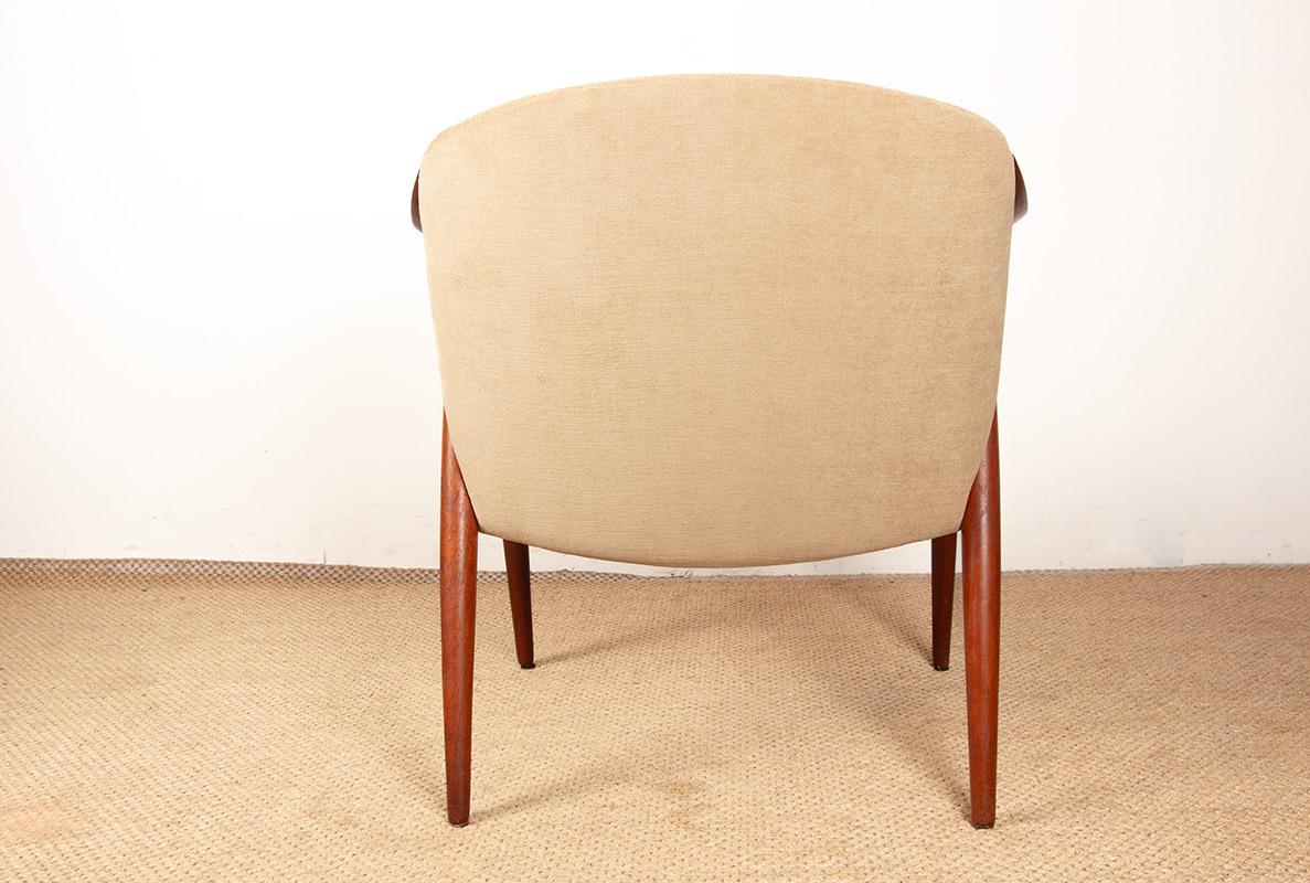 Pair of Scandinavian armchairs in teak and fabric, new Tyrol model by Gerhard Be For Sale 12