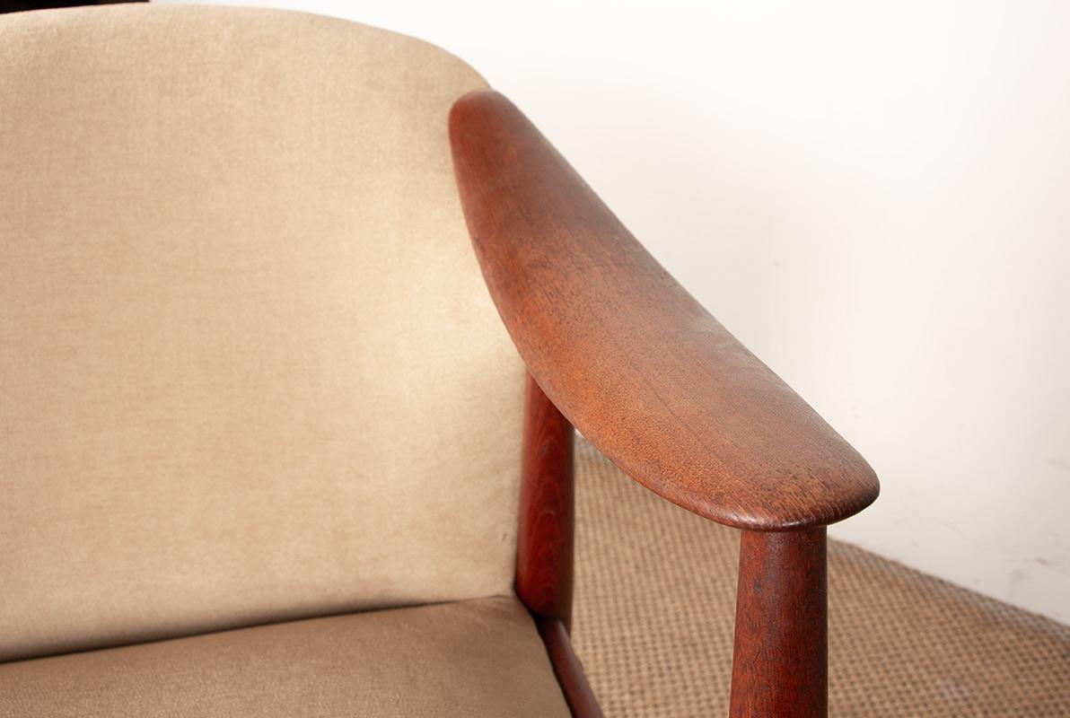 Pair of Scandinavian armchairs in teak and fabric, new Tyrol model by Gerhard Be For Sale 13