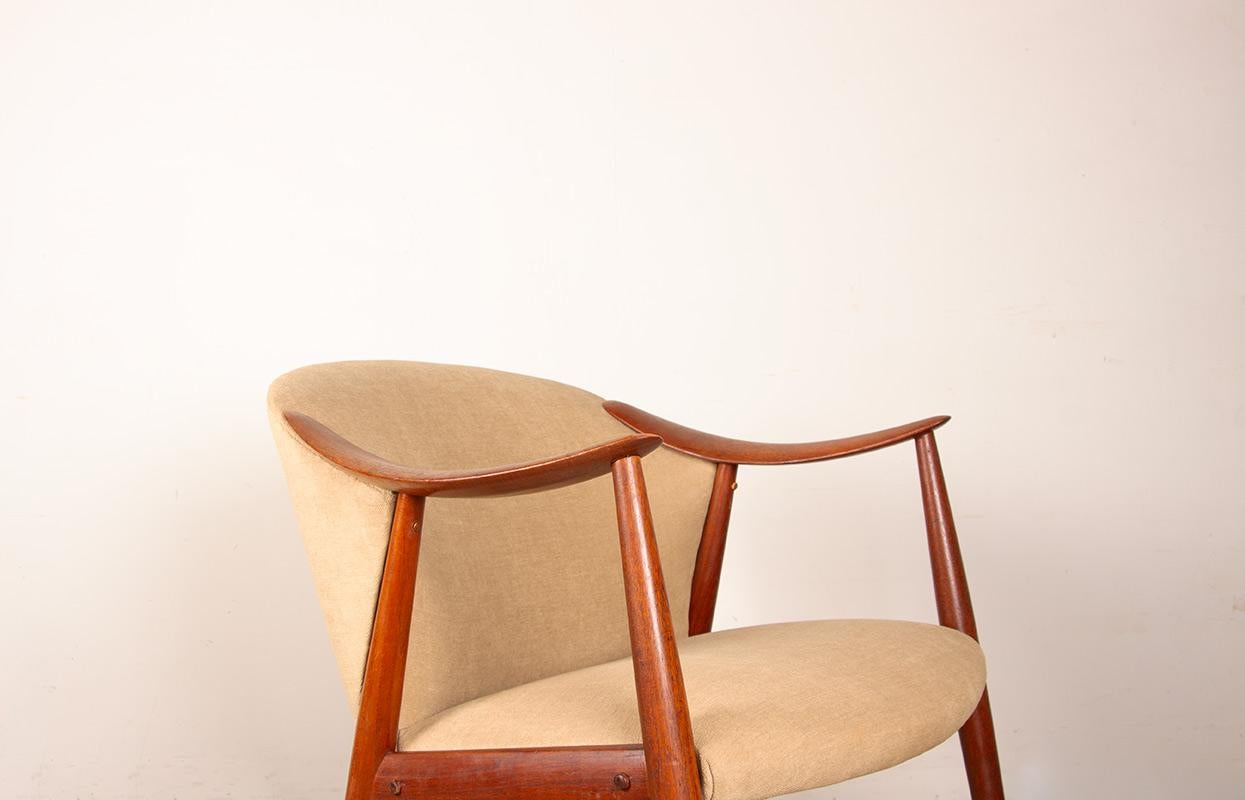 Pair of Scandinavian armchairs in teak and fabric, new Tyrol model by Gerhard Be For Sale 1