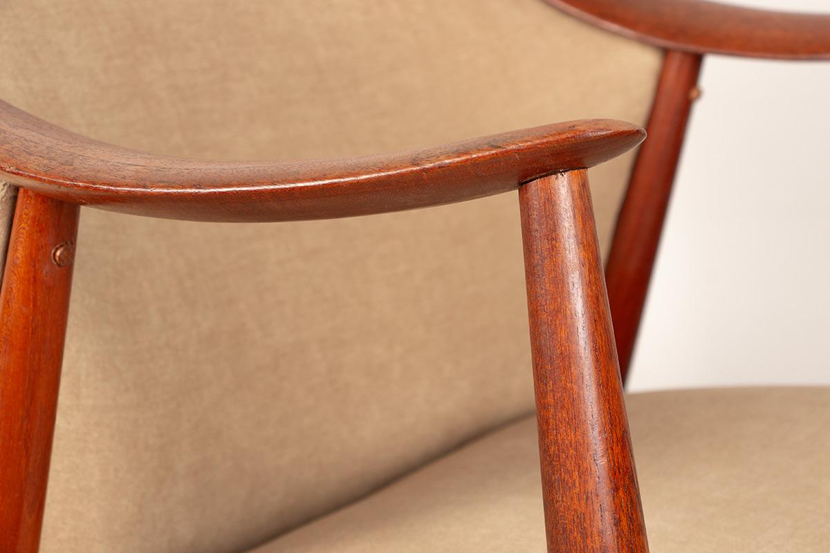 Pair of Scandinavian armchairs in teak and fabric, new Tyrol model by Gerhard Be For Sale 2