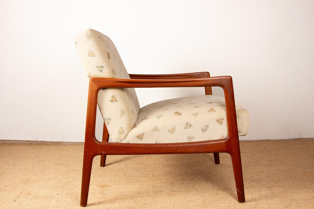 Pair of Scandinavian armchairs in teak and new fabric, 1960. For Sale 3
