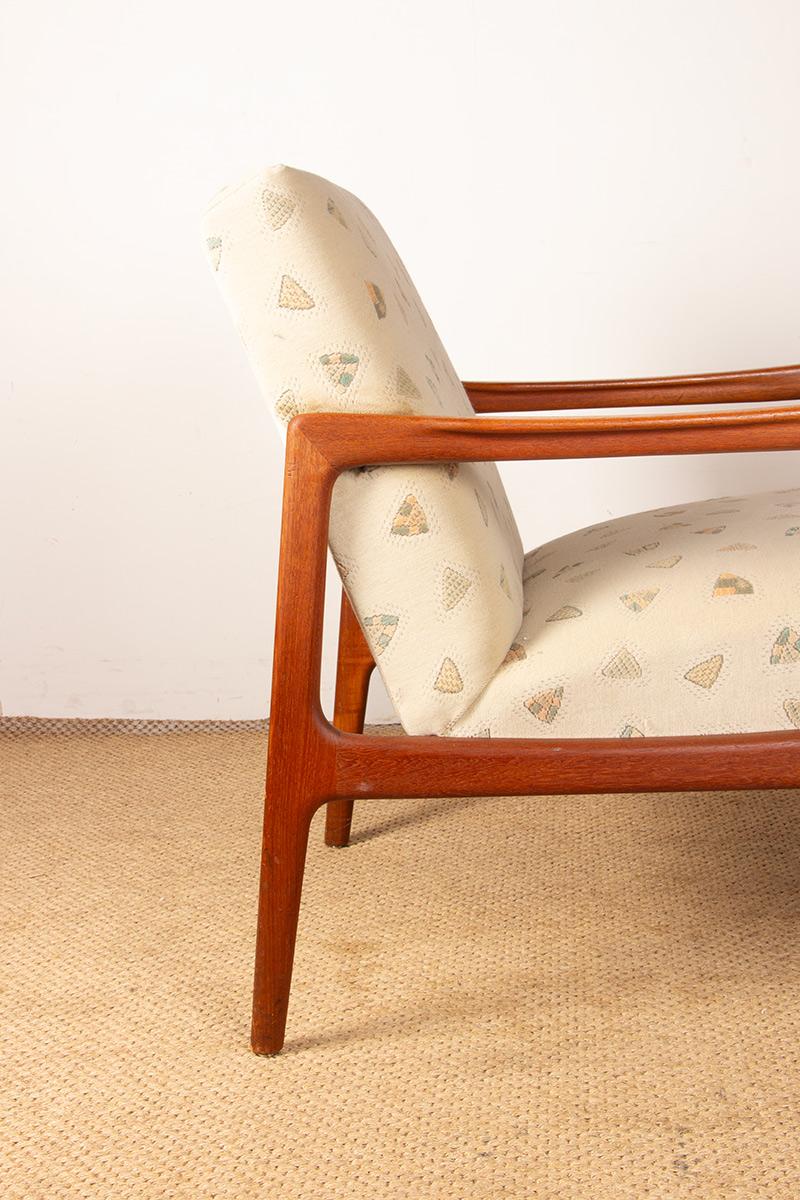 Pair of Scandinavian armchairs in teak and new fabric, 1960. For Sale 5