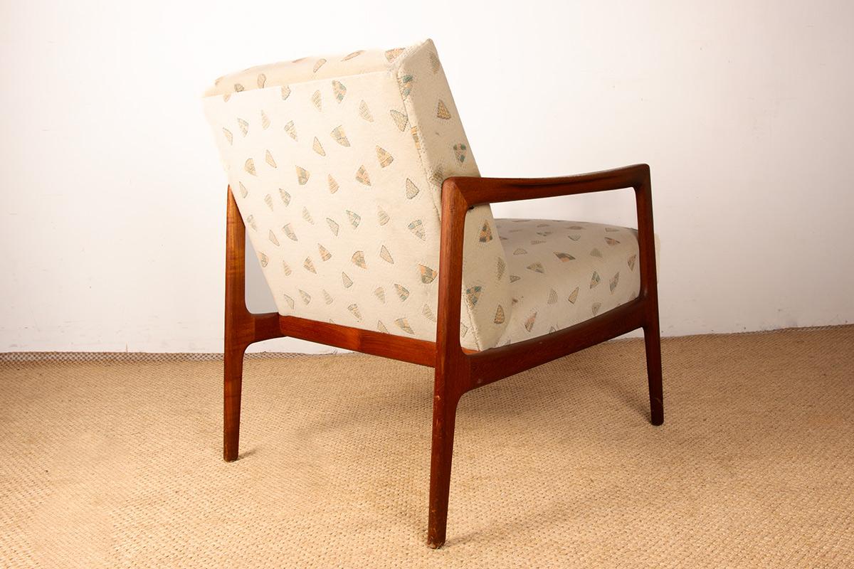 Pair of Scandinavian armchairs in teak and new fabric, 1960. For Sale 8