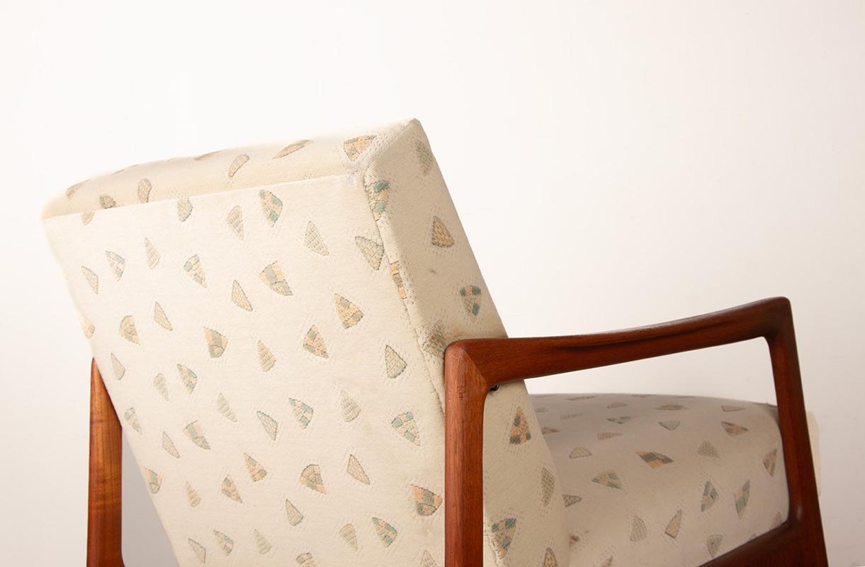 Pair of Scandinavian armchairs in teak and new fabric, 1960. For Sale 9