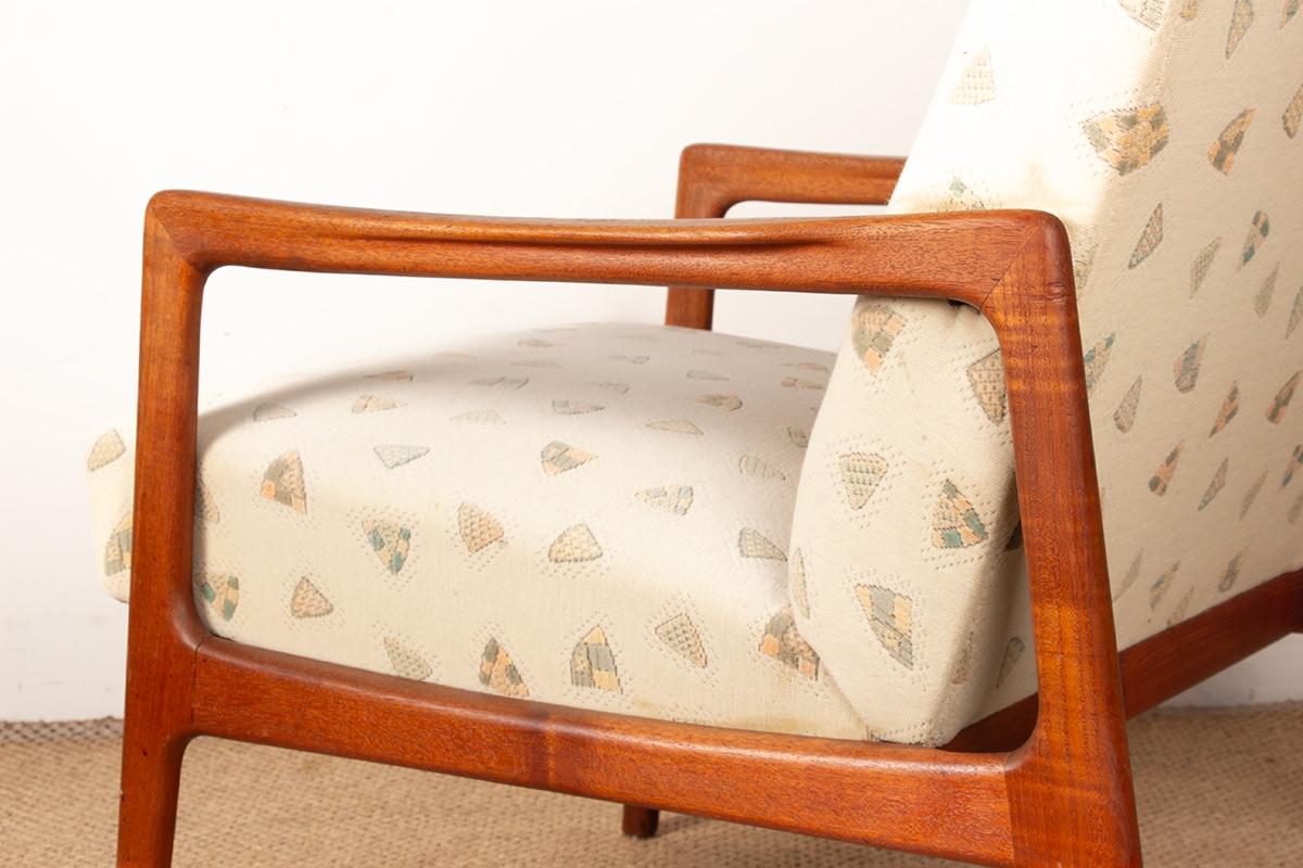 Pair of Scandinavian armchairs in teak and new fabric, 1960. For Sale 12
