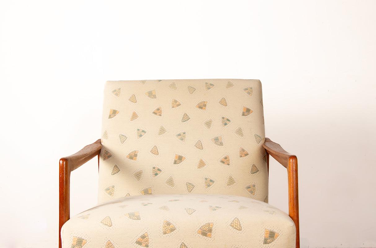 Scandinavian Modern Pair of Scandinavian armchairs in teak and new fabric, 1960. For Sale