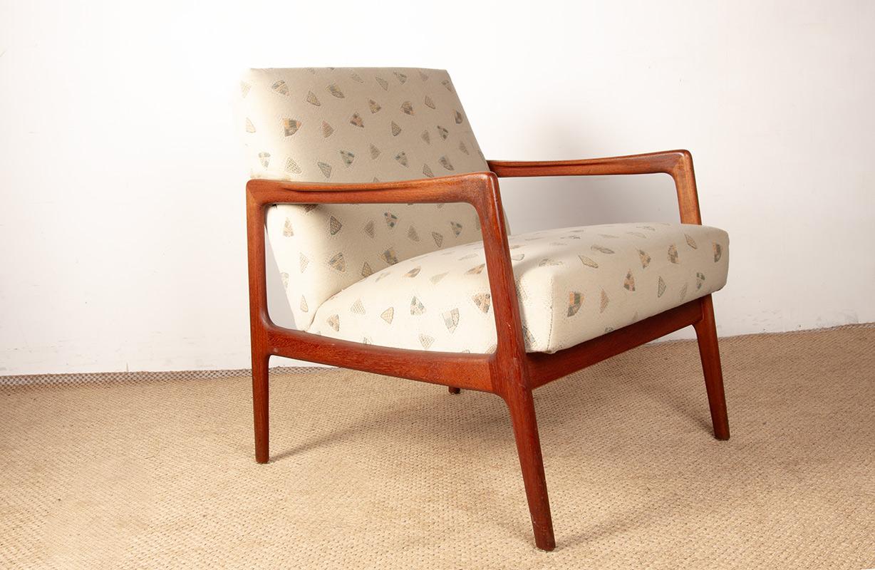 Mid-20th Century Pair of Scandinavian armchairs in teak and new fabric, 1960. For Sale