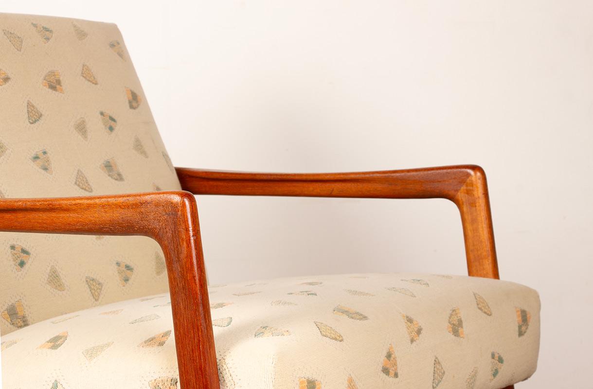 Fabric Pair of Scandinavian armchairs in teak and new fabric, 1960. For Sale