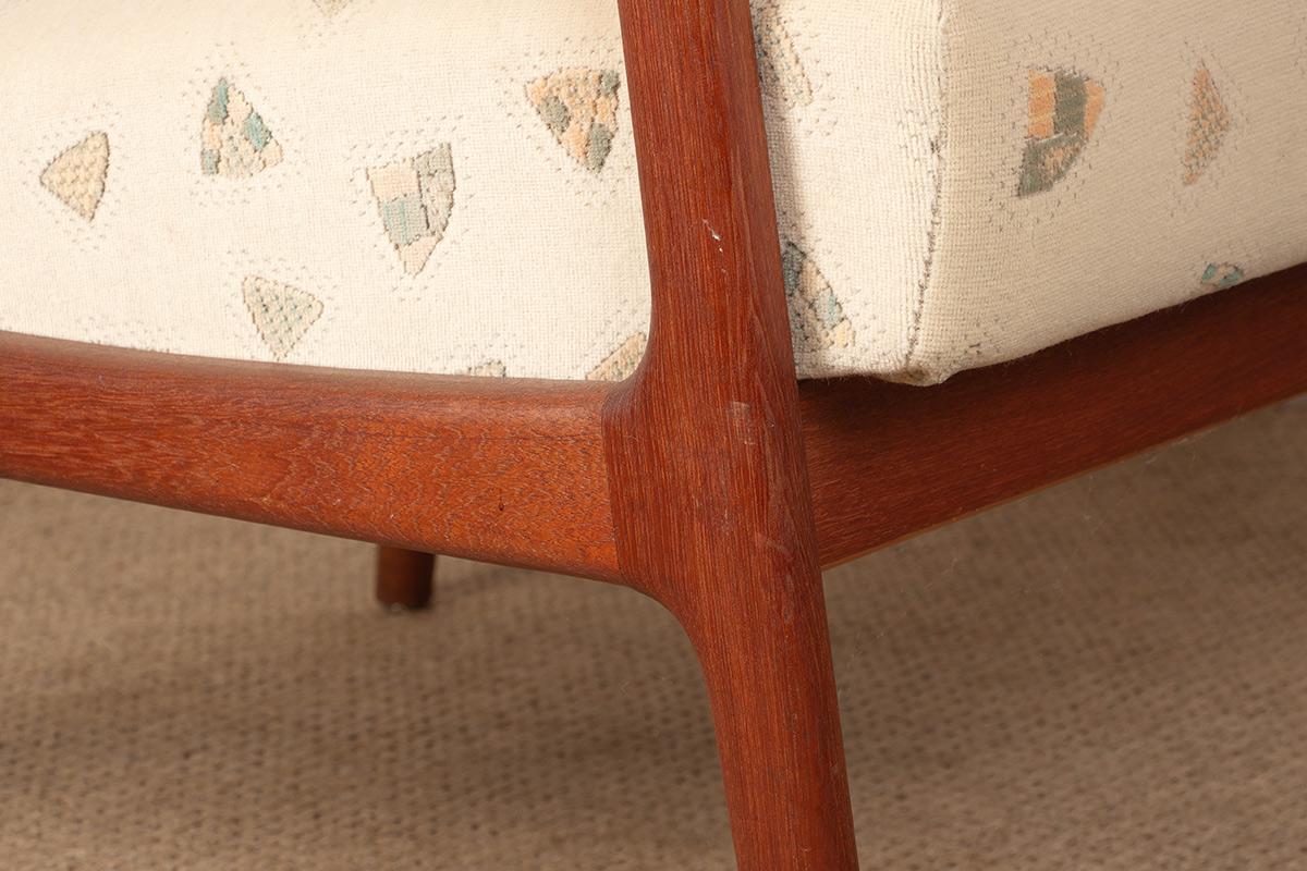 Pair of Scandinavian armchairs in teak and new fabric, 1960. For Sale 1