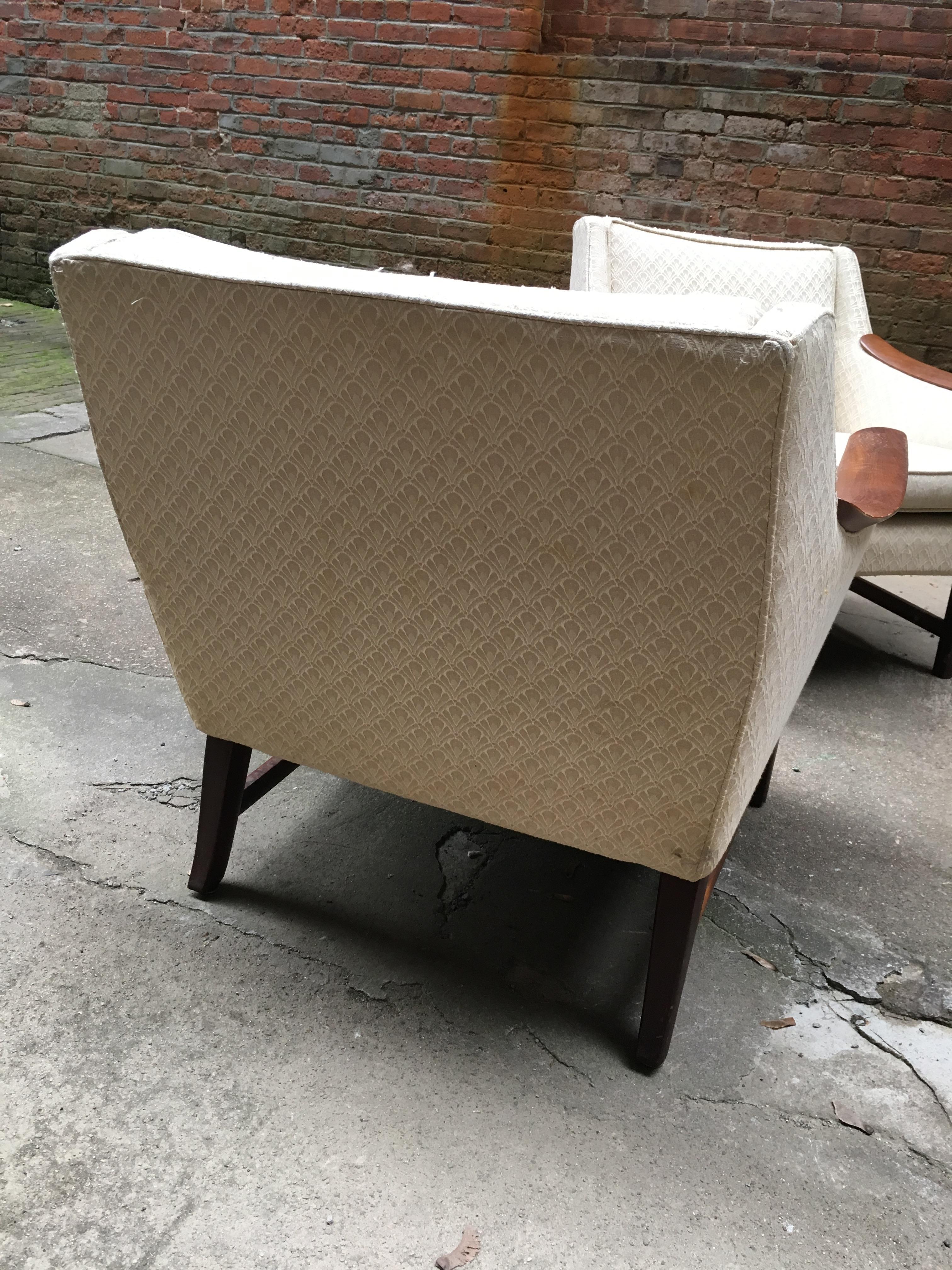 Upholstery Pair of Scandinavian Armchairs in the Manner of Rastad and Relling