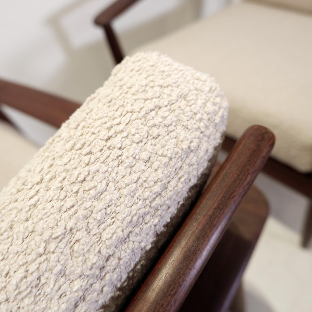 Pair of Scandinavian armchairs - New White Bouclette Fabric For Sale 2