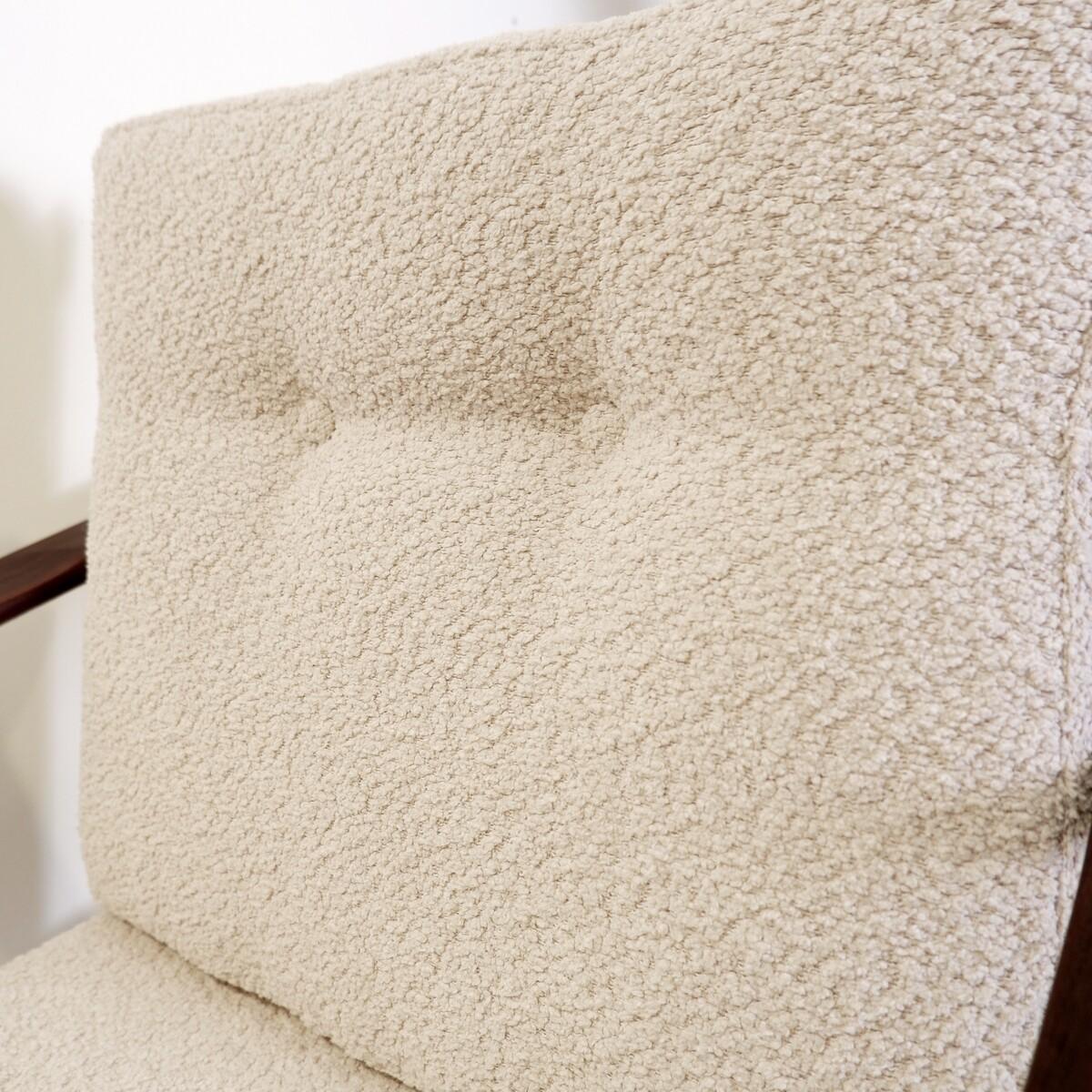 Pair of Scandinavian armchairs - New White Bouclette Fabric For Sale 3