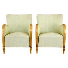 Pair of Scandinavian art deco birch armchairs