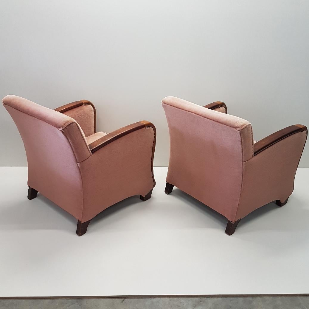 Pair of Scandinavian Art Deco Pink Mohair Club Chairs, 1930s For Sale 5