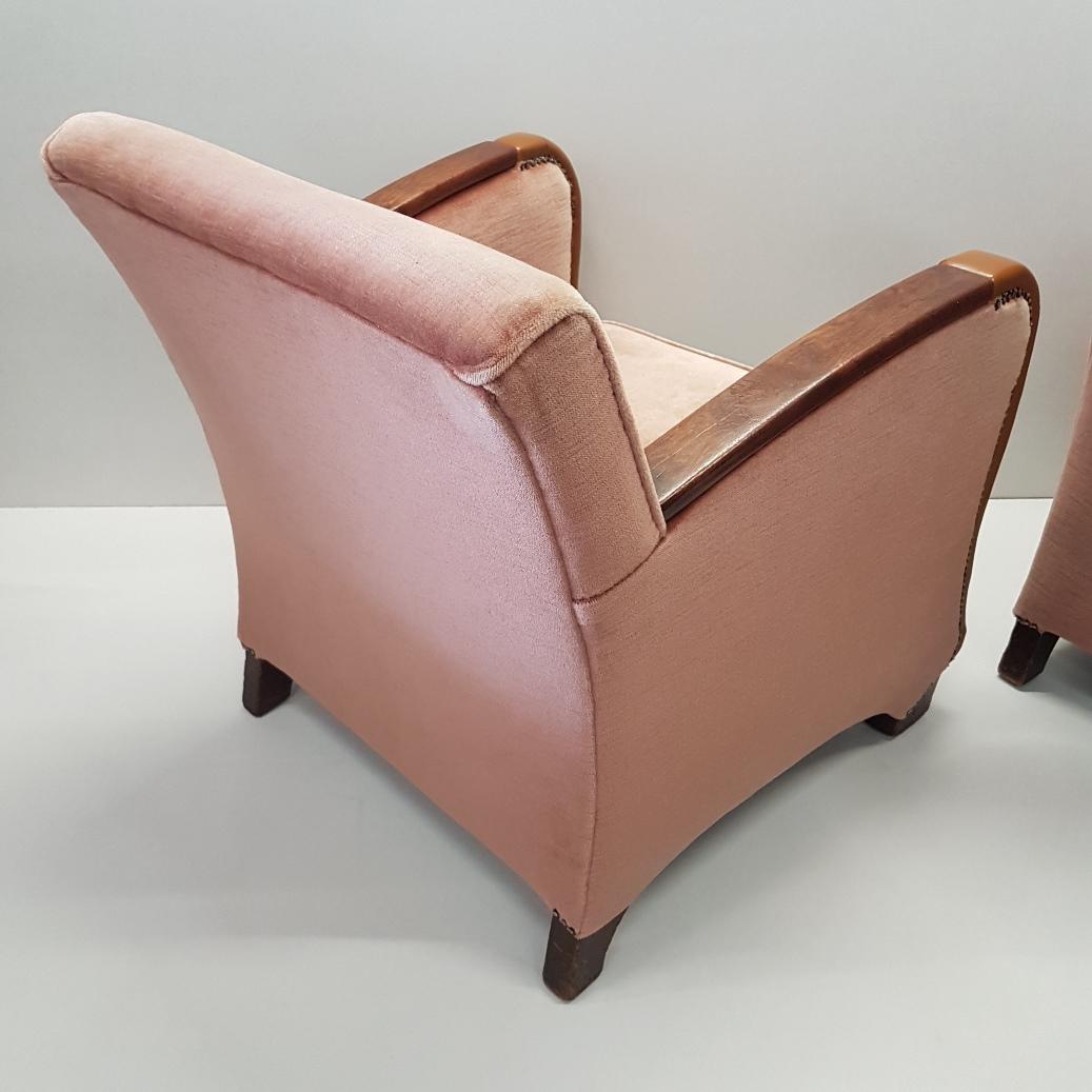 Pair of Scandinavian Art Deco Pink Mohair Club Chairs, 1930s For Sale 3