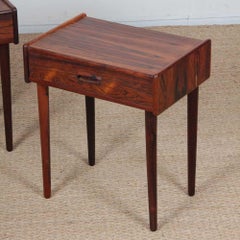 Pair of Scandinavian bedside tables in Rio rosewood, 1960