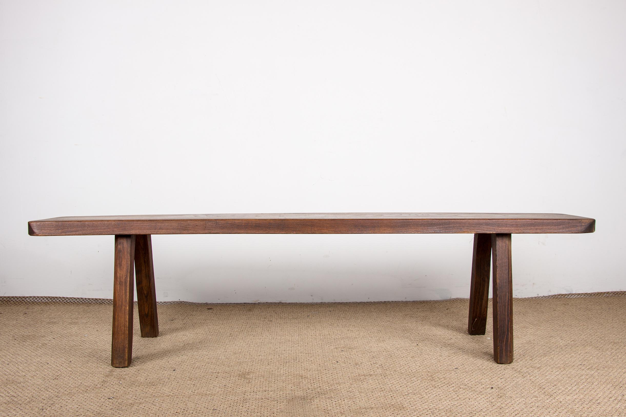 Mid-20th Century Pair of Scandinavian benches in Solid Elm by Olavi Hanninen 1960.