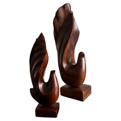 pair of scandinavian bird sculptures