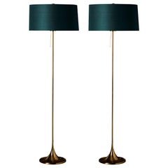 Pair of Scandinavian Brass Floor Lamps by Bergbom, 1960s