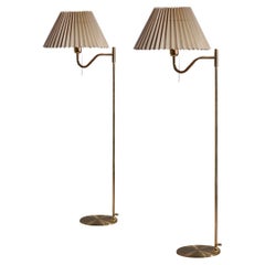 Pair of Scandinavian Brass Floor Lamps, Sweden, 1960s
