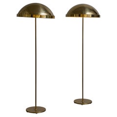 Pair of Scandinavian Brass Floor Lamps With Domes Shades