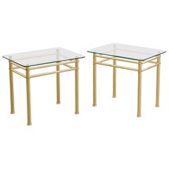 Pair of Scandinavian Brass and Glass Side Tables, 1970s