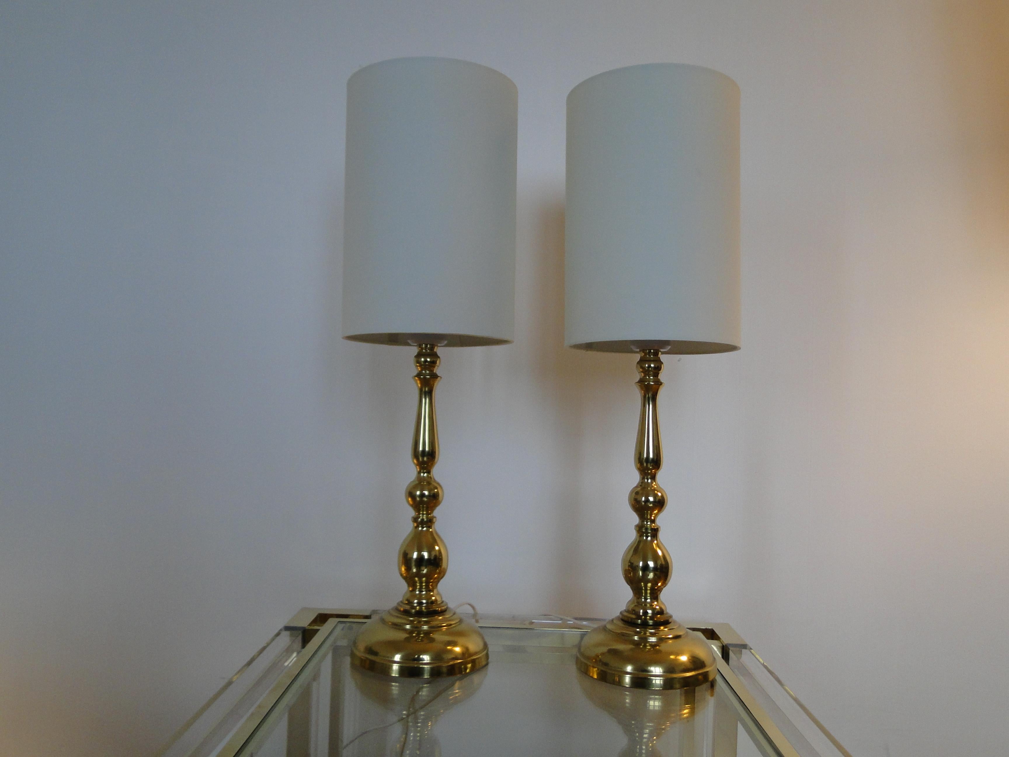 Pair of Scandinavian Brass Lamps  Mid century For Sale 5