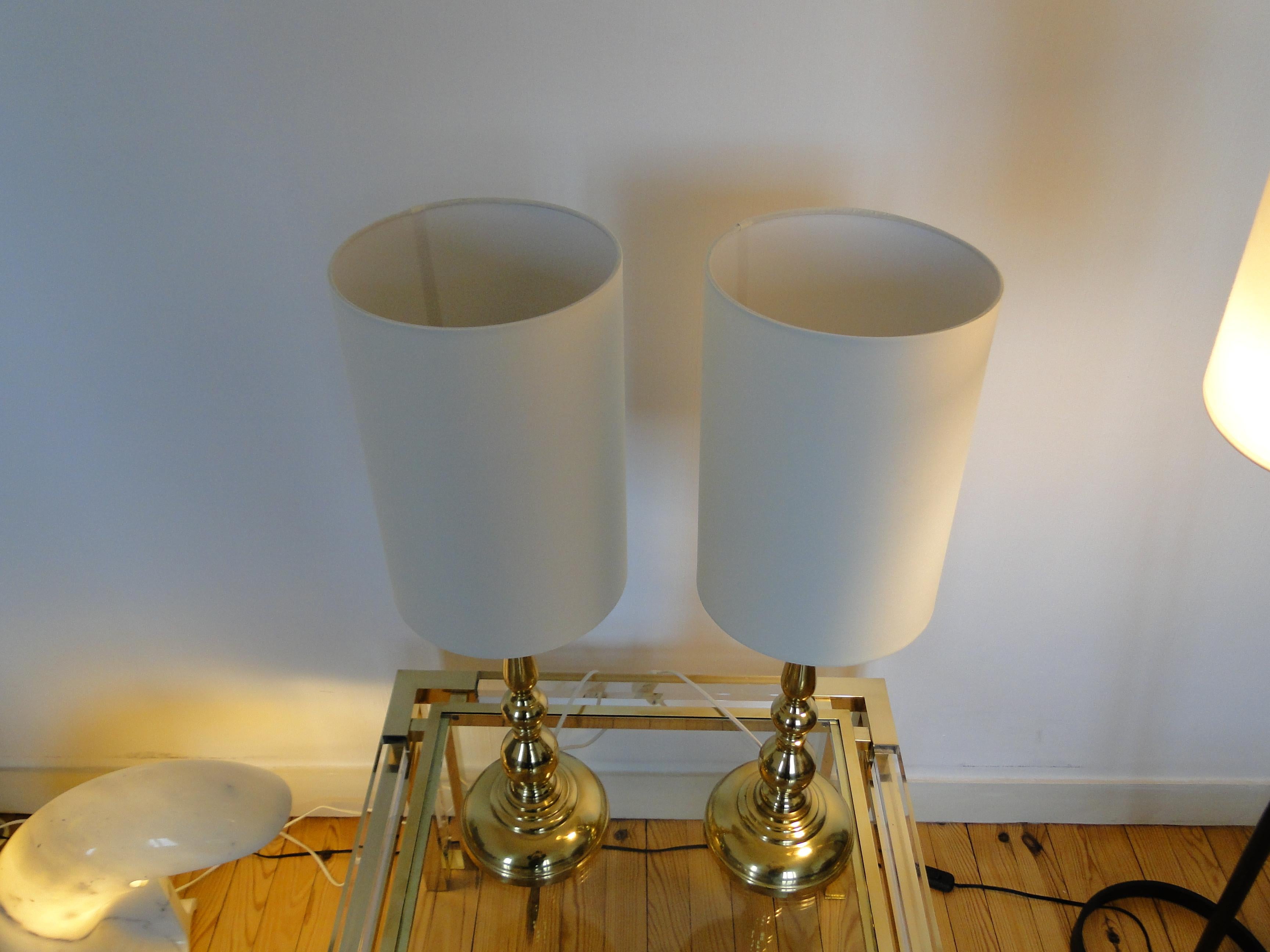 Pair of Scandinavian Brass Lamps  Mid century For Sale 6