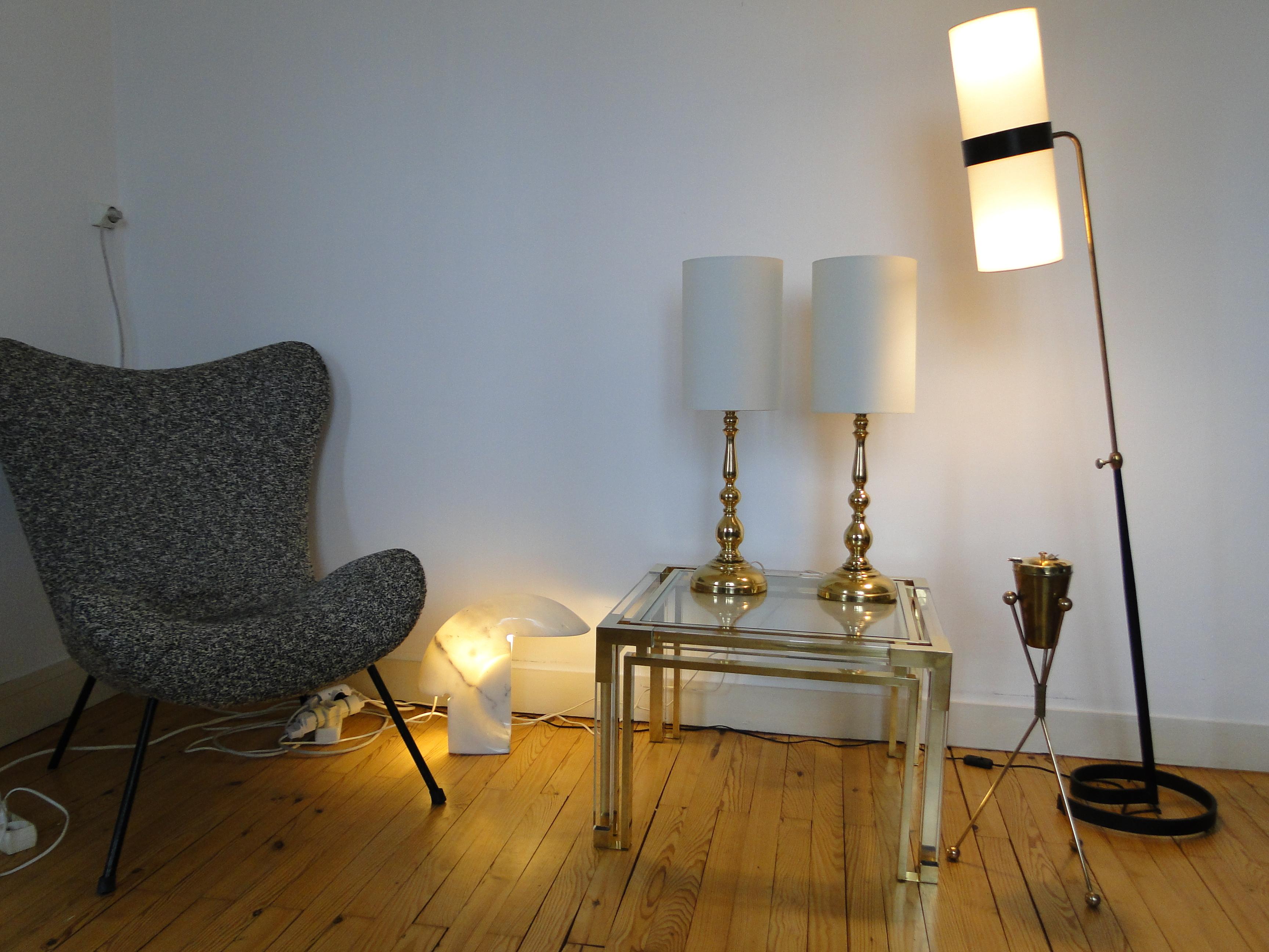 Pair of Scandinavian Brass Lamps  Mid century For Sale 7