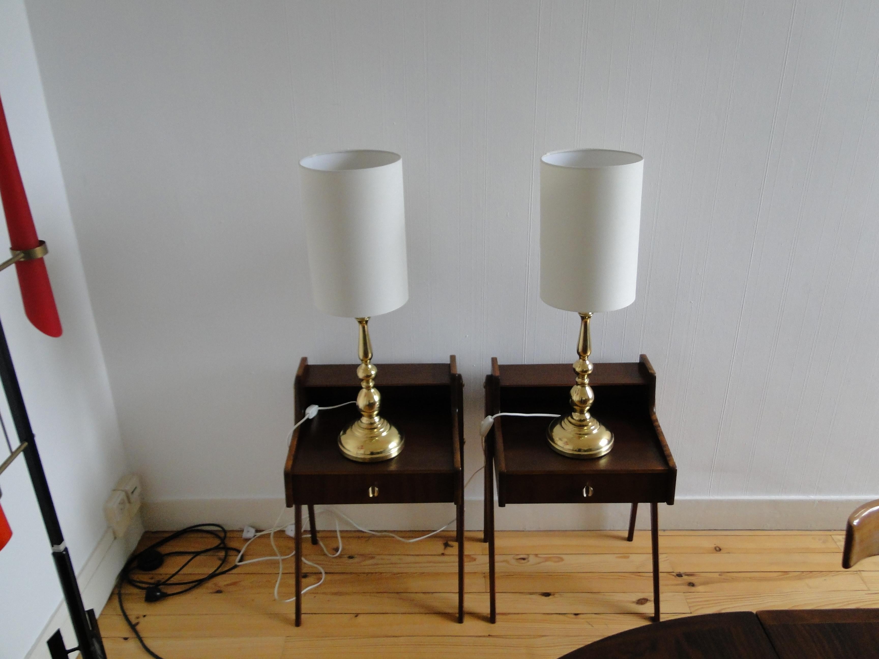 Pair of Scandinavian Brass Lamps  Mid century For Sale 9