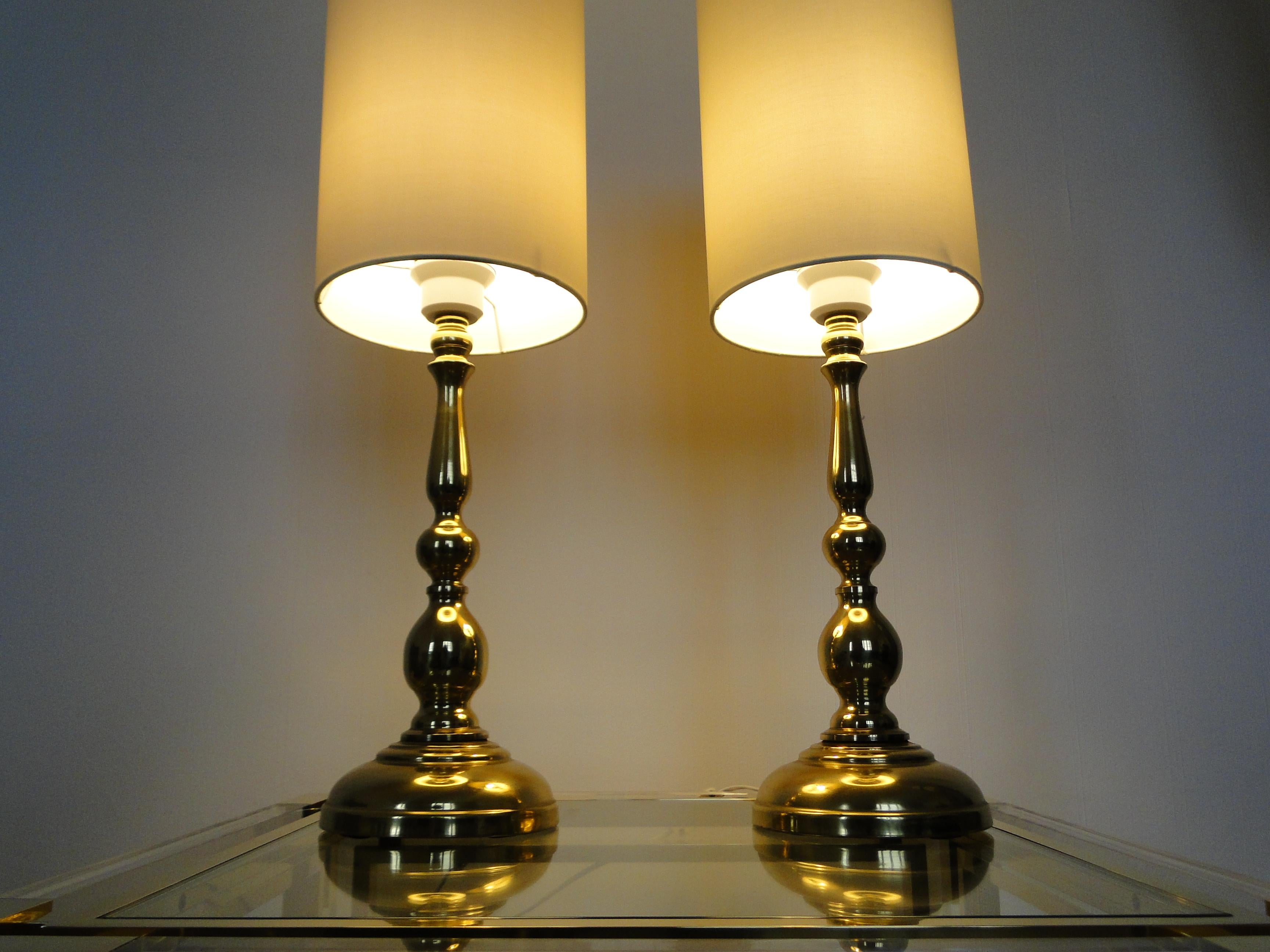 Swedish Pair of Scandinavian Brass Lamps  Mid century For Sale