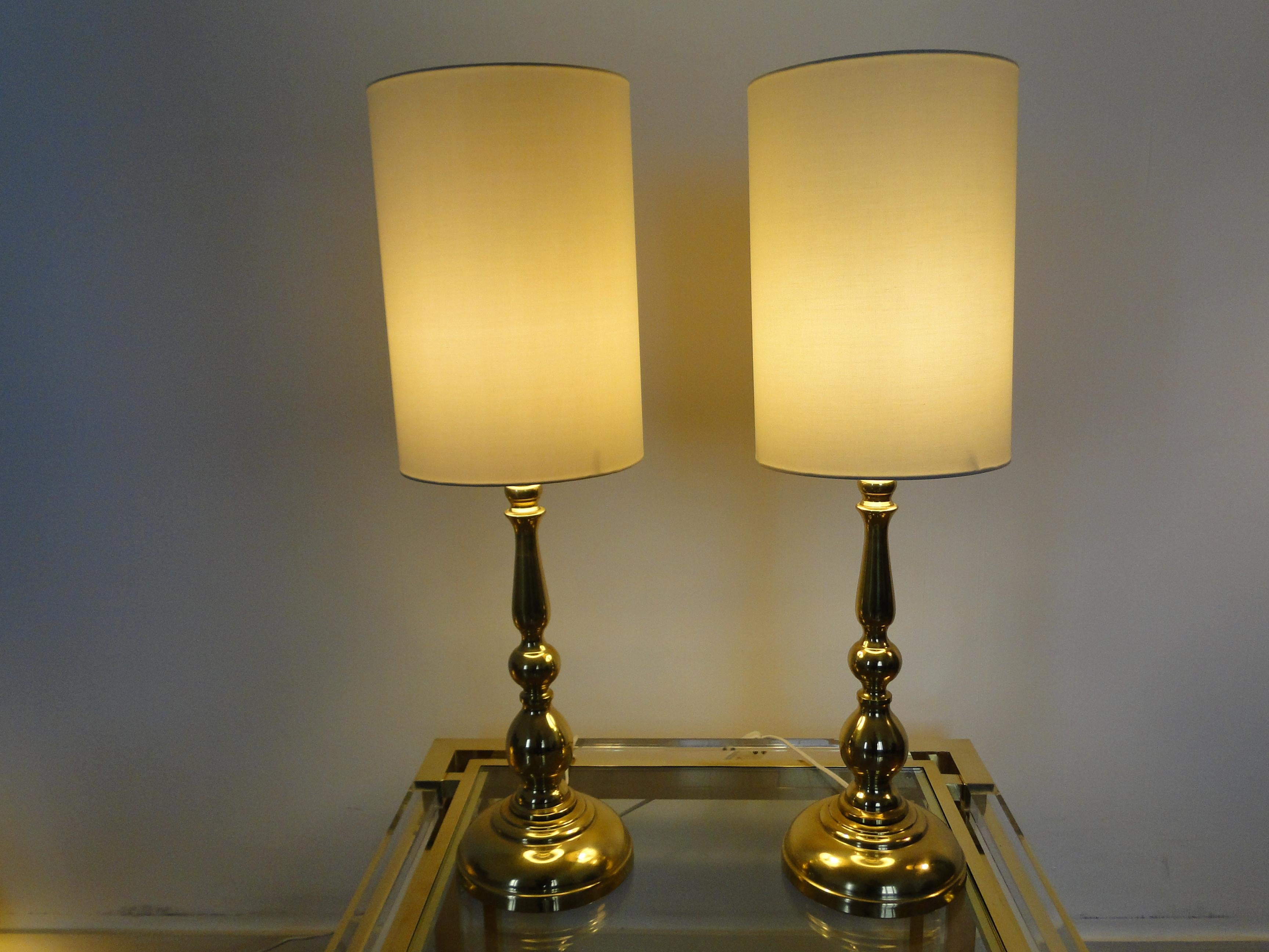 Pair of Scandinavian Brass Lamps  Mid century In Good Condition For Sale In Lège Cap Ferret, FR