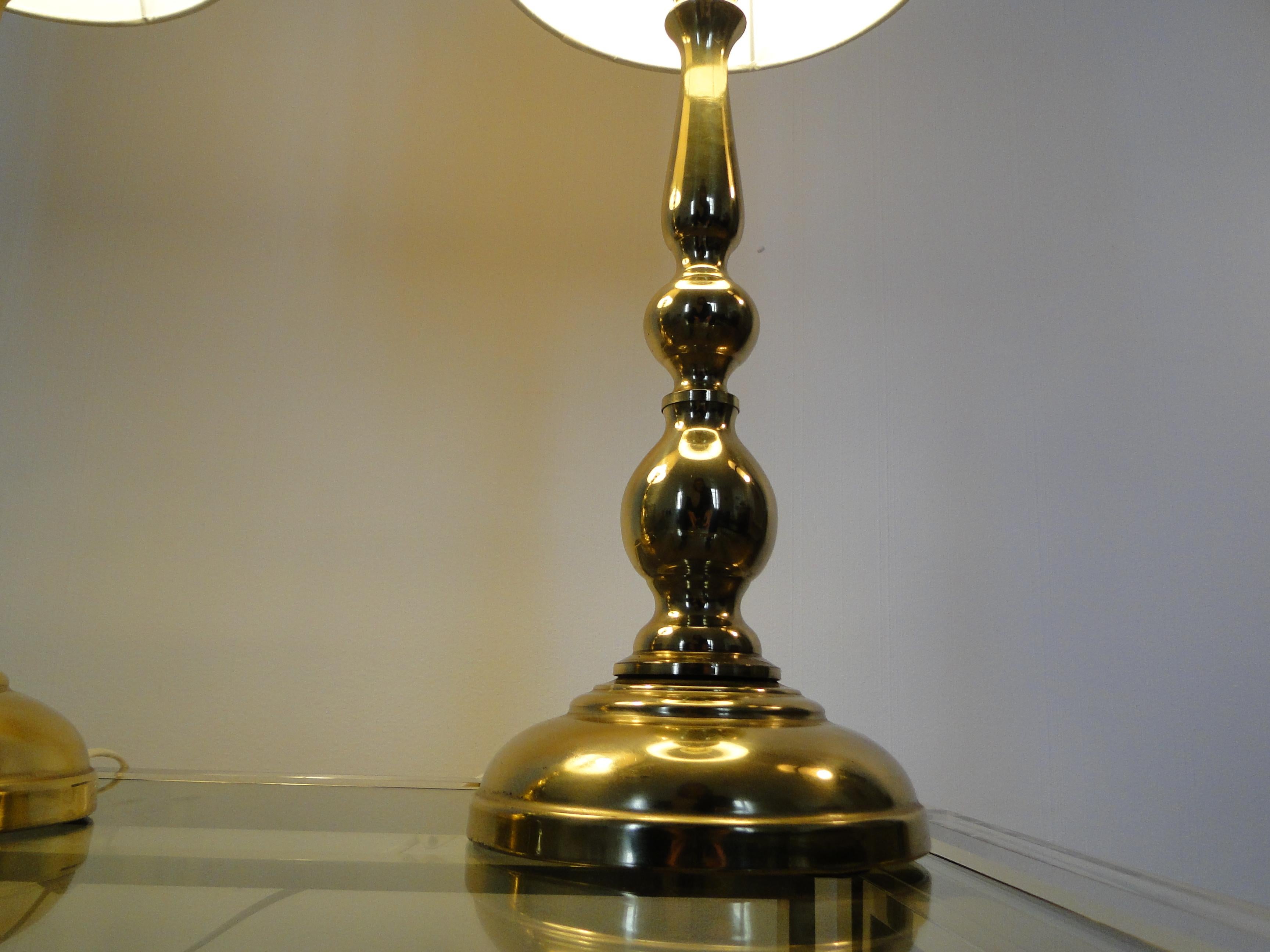 Pair of Scandinavian Brass Lamps  Mid century For Sale 2