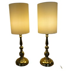 Used Pair of Scandinavian Brass Lamps  Mid century