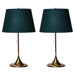 Pair of Scandinavian Brass Table Lamps by Bergbom, 1960s