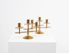 Pair of Scandinavian Candleholders in Brass, Denmark, 1960s