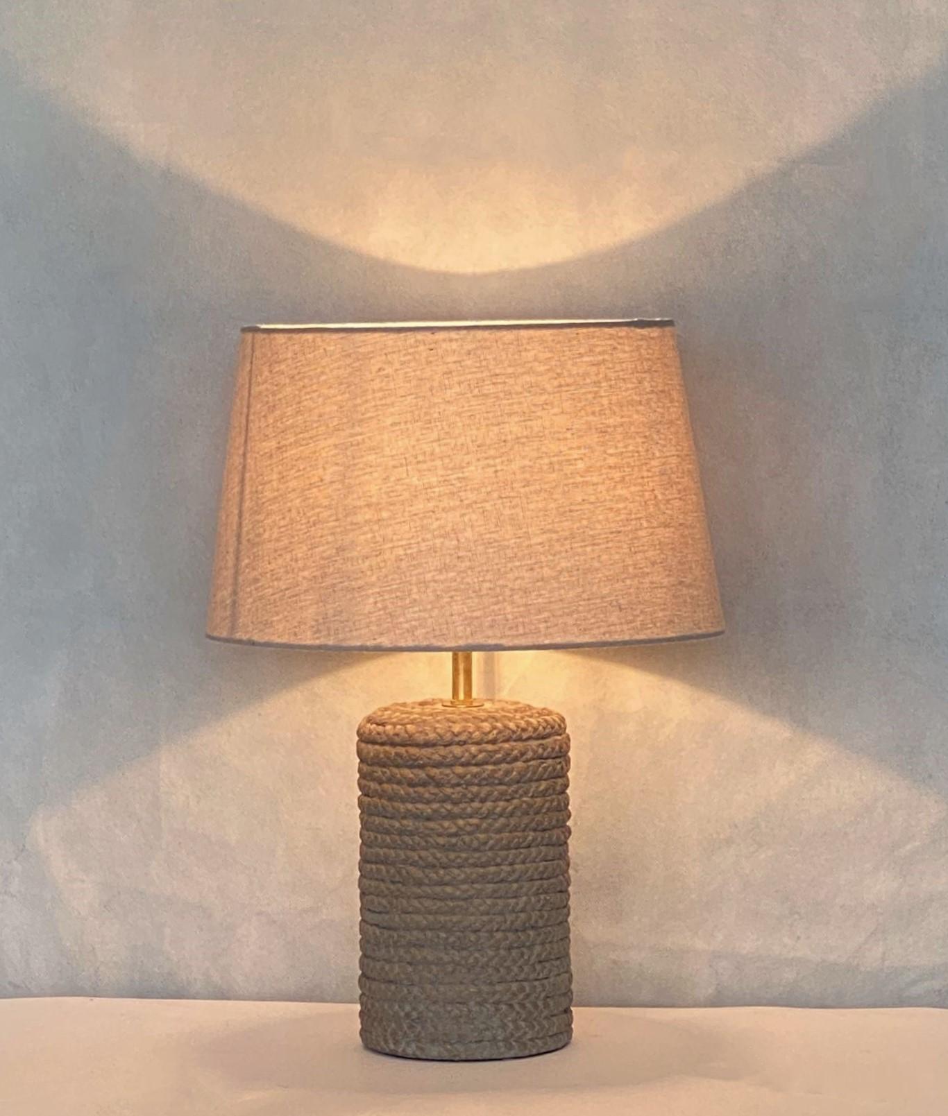 Pair of Scandinavian Ceramic Table Lamps, 1960s, Linen Shades For Sale 1
