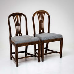 Antique Scandinavian Chairs, Wood, Round Backrests, 19th Century Pair