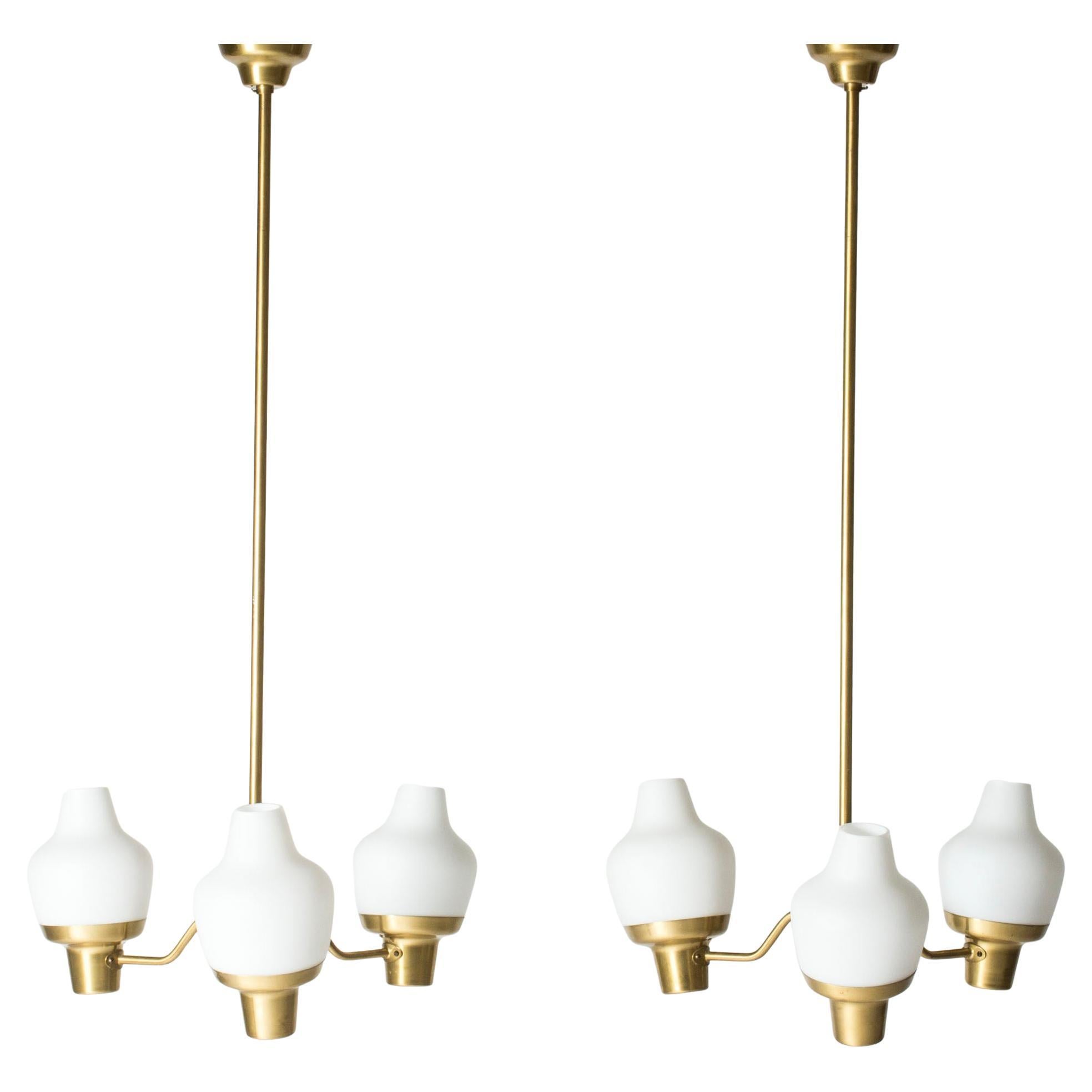 Pair of Scandinavian Chandeliers by Hans Bergström, Ateljé Lyktan, Sweden, 1950s