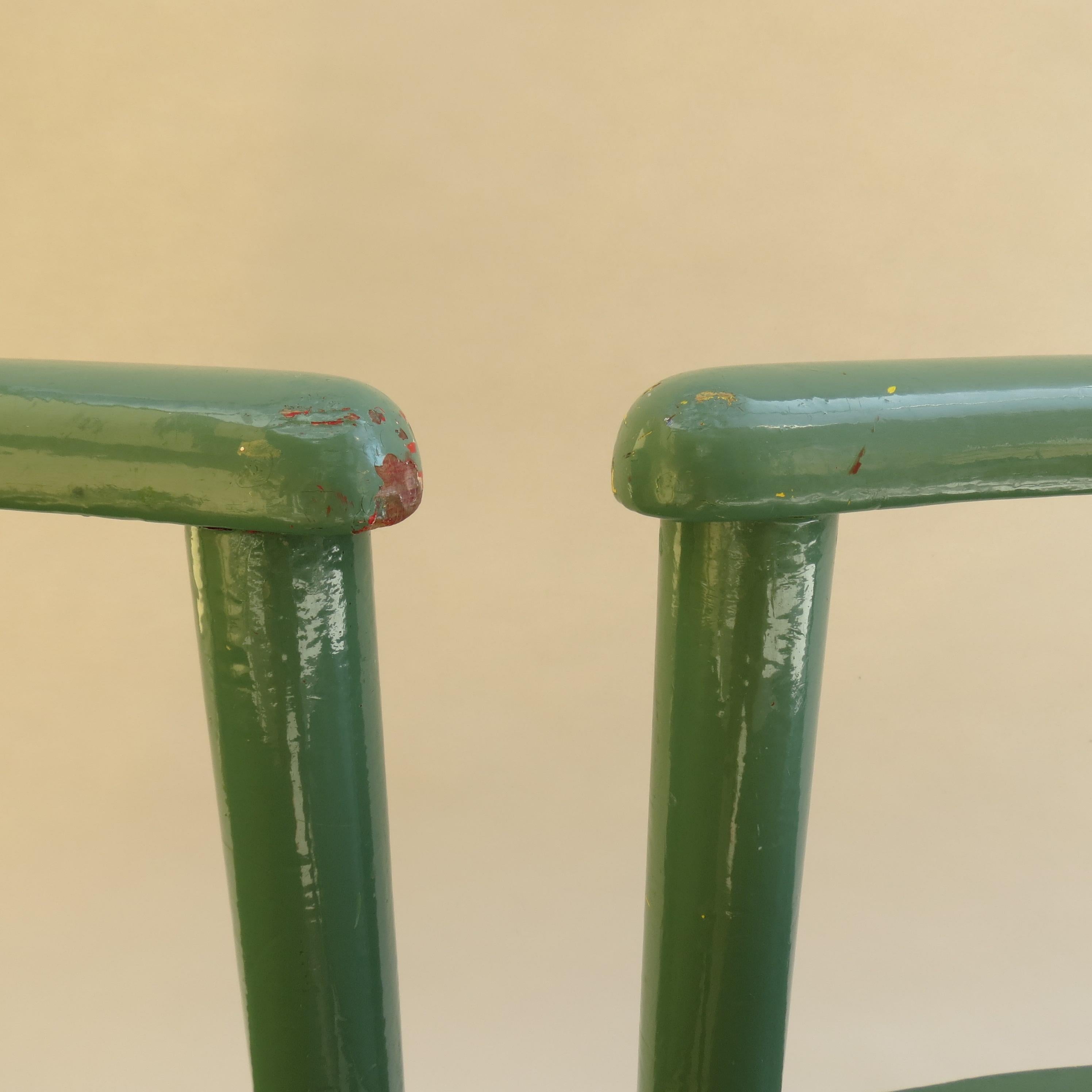 Pair of Scandinavian Childs Chairs in Green from the 1960s 1