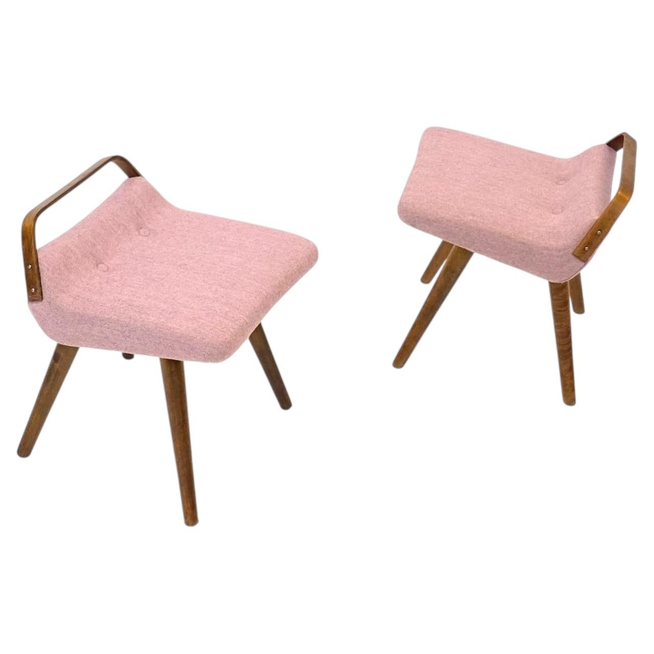 Pair Of Scandinavian/Finnish Modern Stools In Muted Pink By Oy Kylmäkoski Ab For Sale