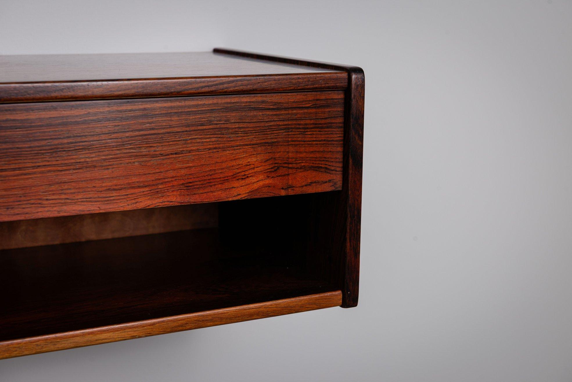 Coppia di comodini galleggianti scandinavi in palissandro Danimarca 1960 in vendita 4