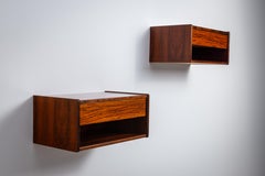 Pair of scandinavian floating nightstands in walnut Denmark 1960 - set 1