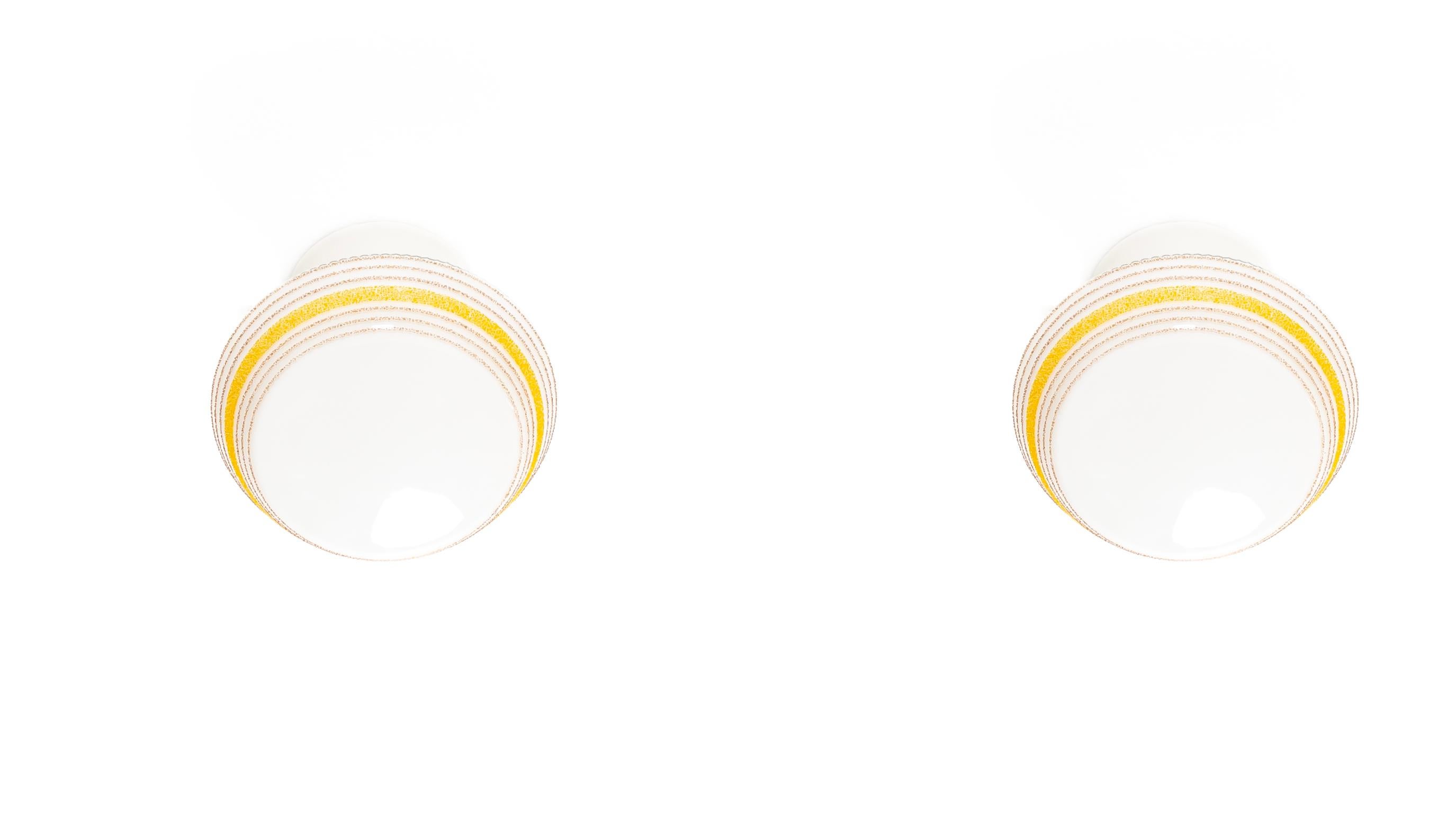Mid-20th Century Pair of Scandinavian Flush Mount Ceiling Lamps, 1950s For Sale